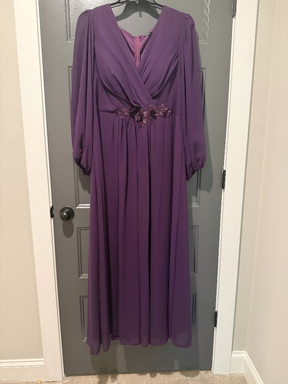 SHEIN Curve Purple Sequin Waist Maxi Dress Size 3XL
